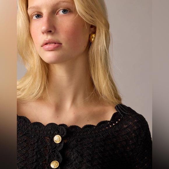 NWT J.Crew Crochet Cropped Cardigan Sweater - Picture 2 of 4